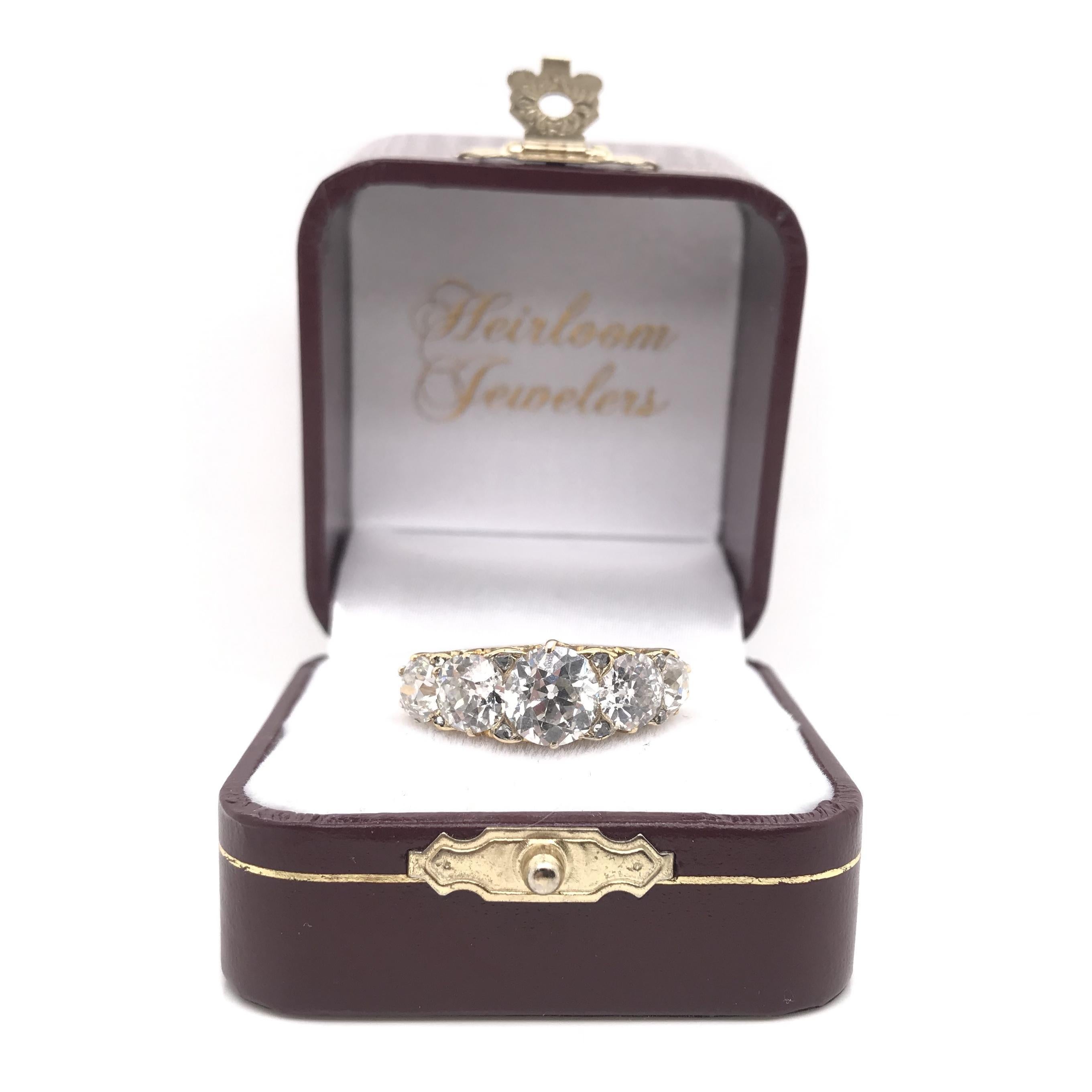 Antique Edwardian 5 Carat DTW Diamond Ring For Sale 12