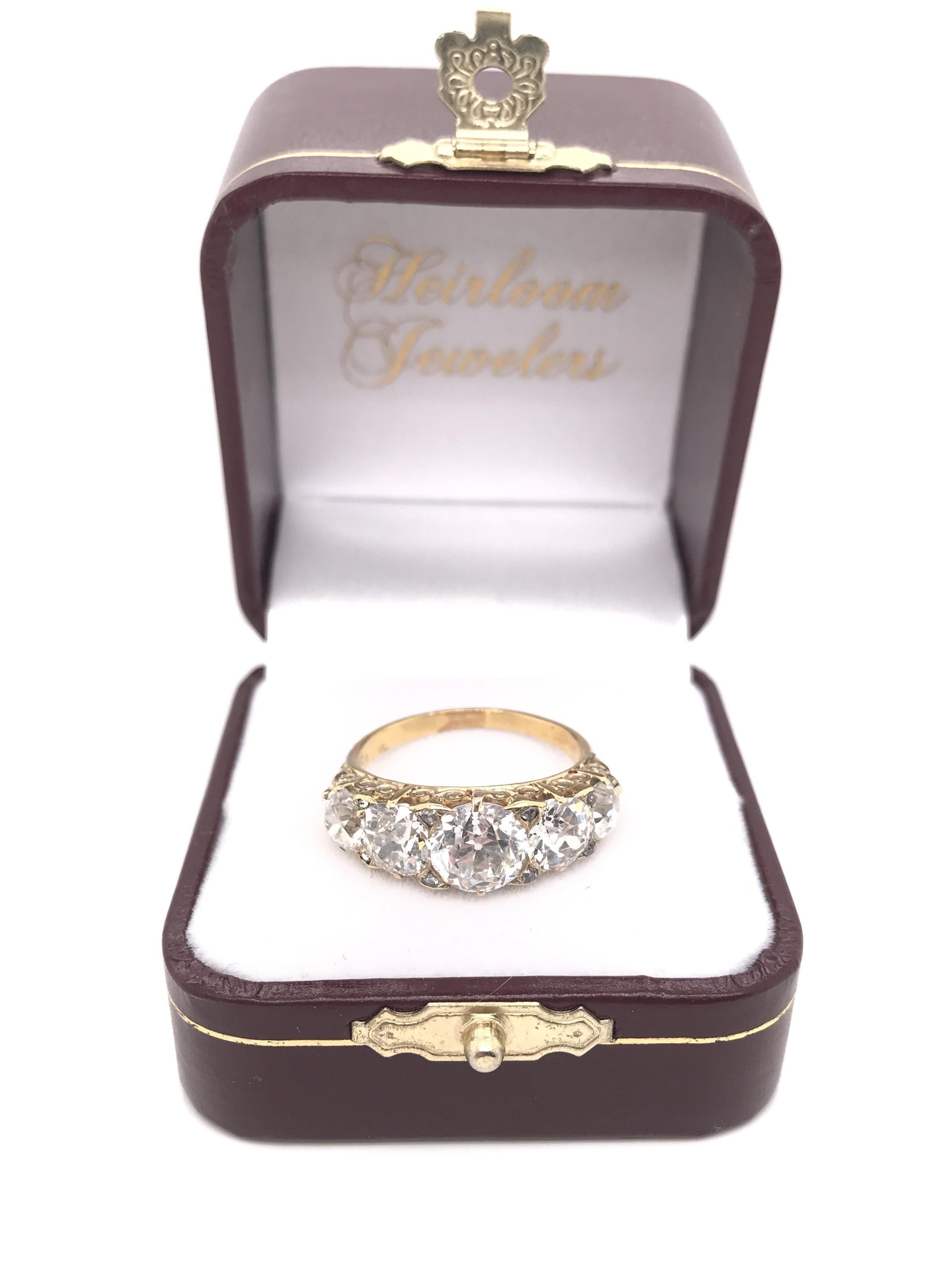 Antique Edwardian 5 Carat DTW Diamond Ring For Sale 13