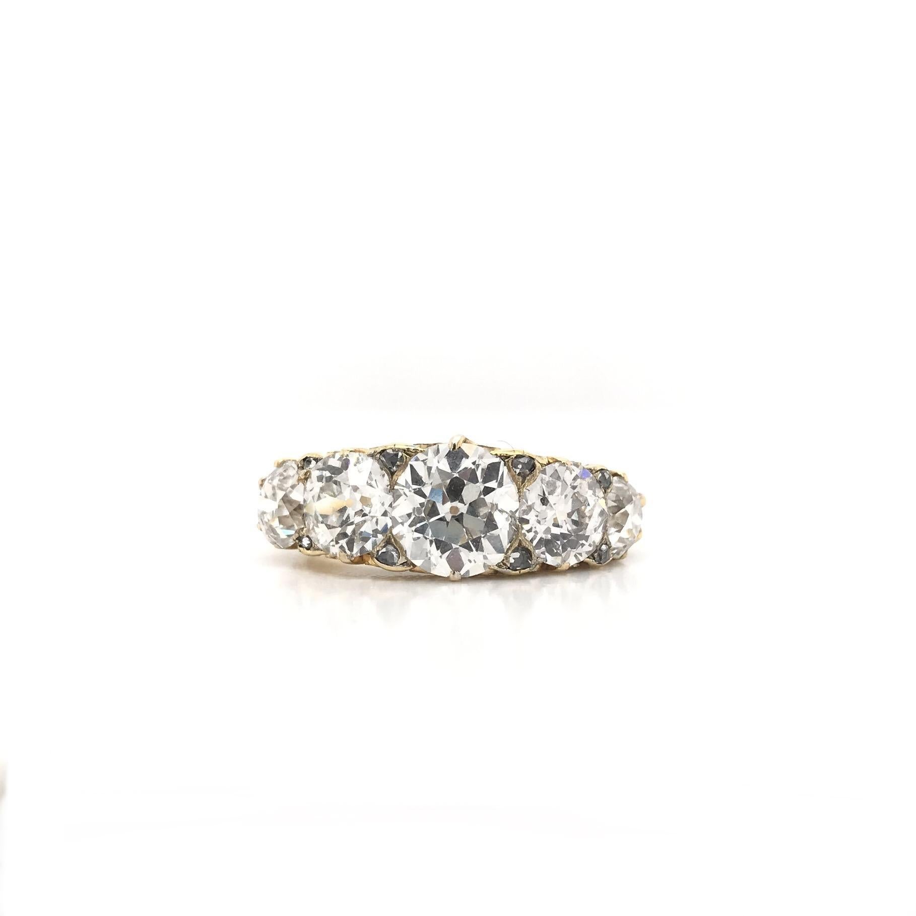 Antique Edwardian 5 Carat DTW Diamond Ring For Sale 1