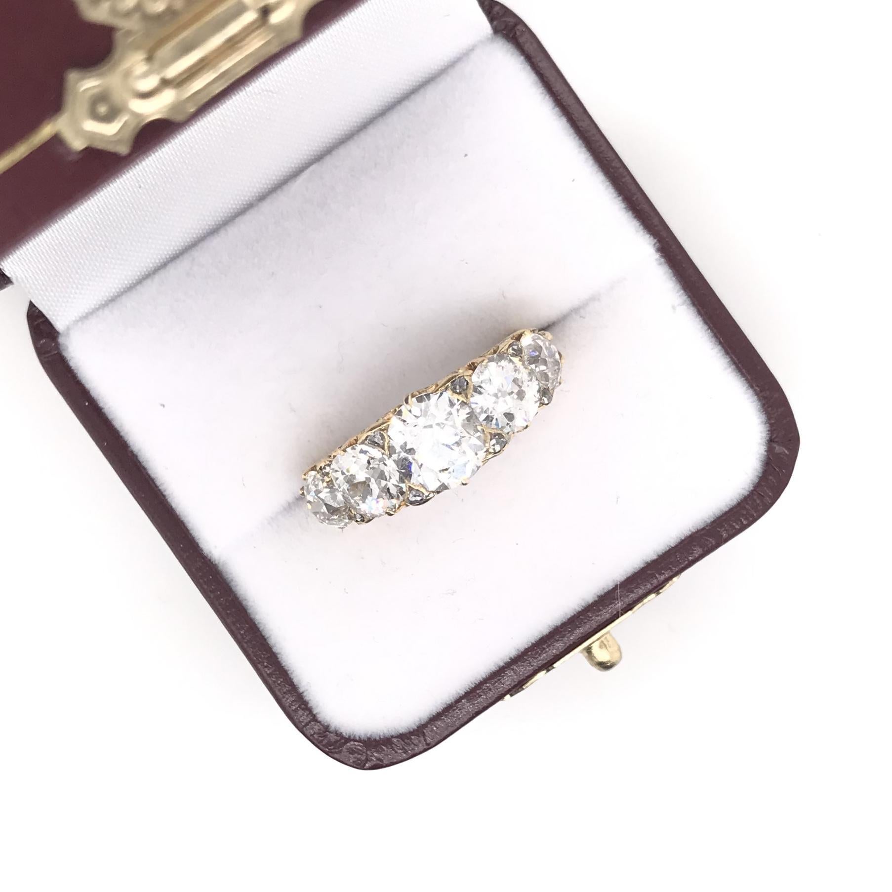 Antique Edwardian 5 Carat DTW Diamond Ring For Sale 4