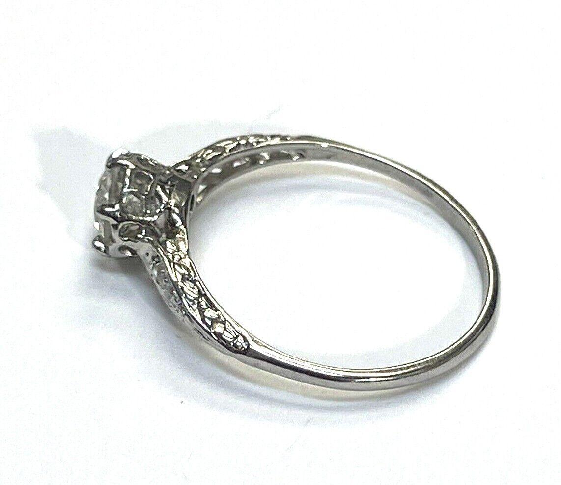 Women's Antique Edwardian .83ct Natural Old Mine Cut Diamond 18K White Gold Ring