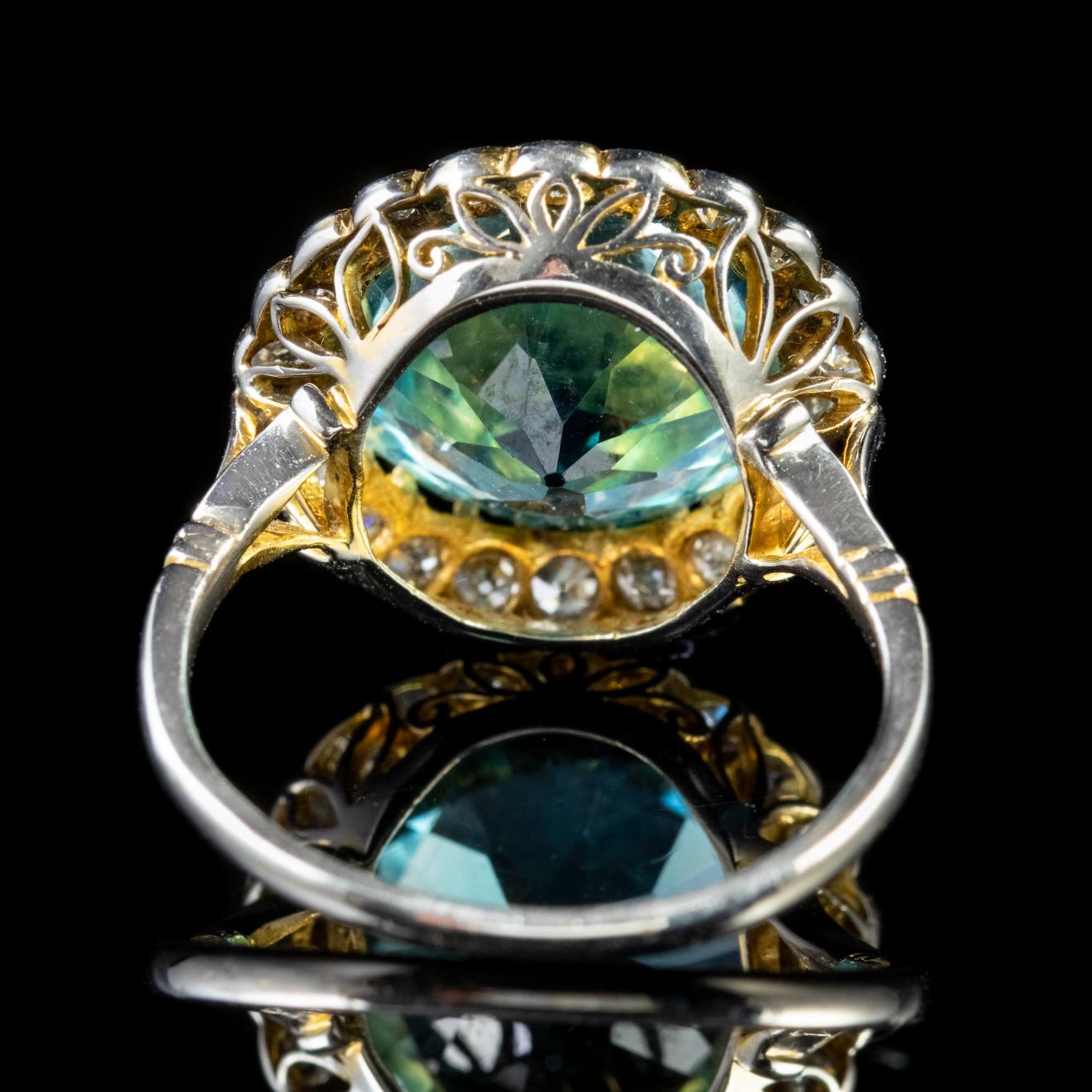 Antique Edwardian 8 Carat Blue Zircon Cluster Ring, circa 1905 In Good Condition For Sale In Lancaster, Lancashire