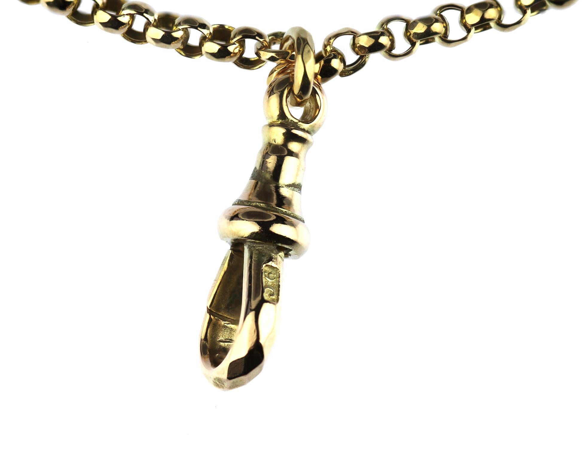 Antike edwardianische 9 Karat Gold lange Garderobenkette/Doppel-/Dreireihige Reihenkette für Damen oder Herren im Angebot
