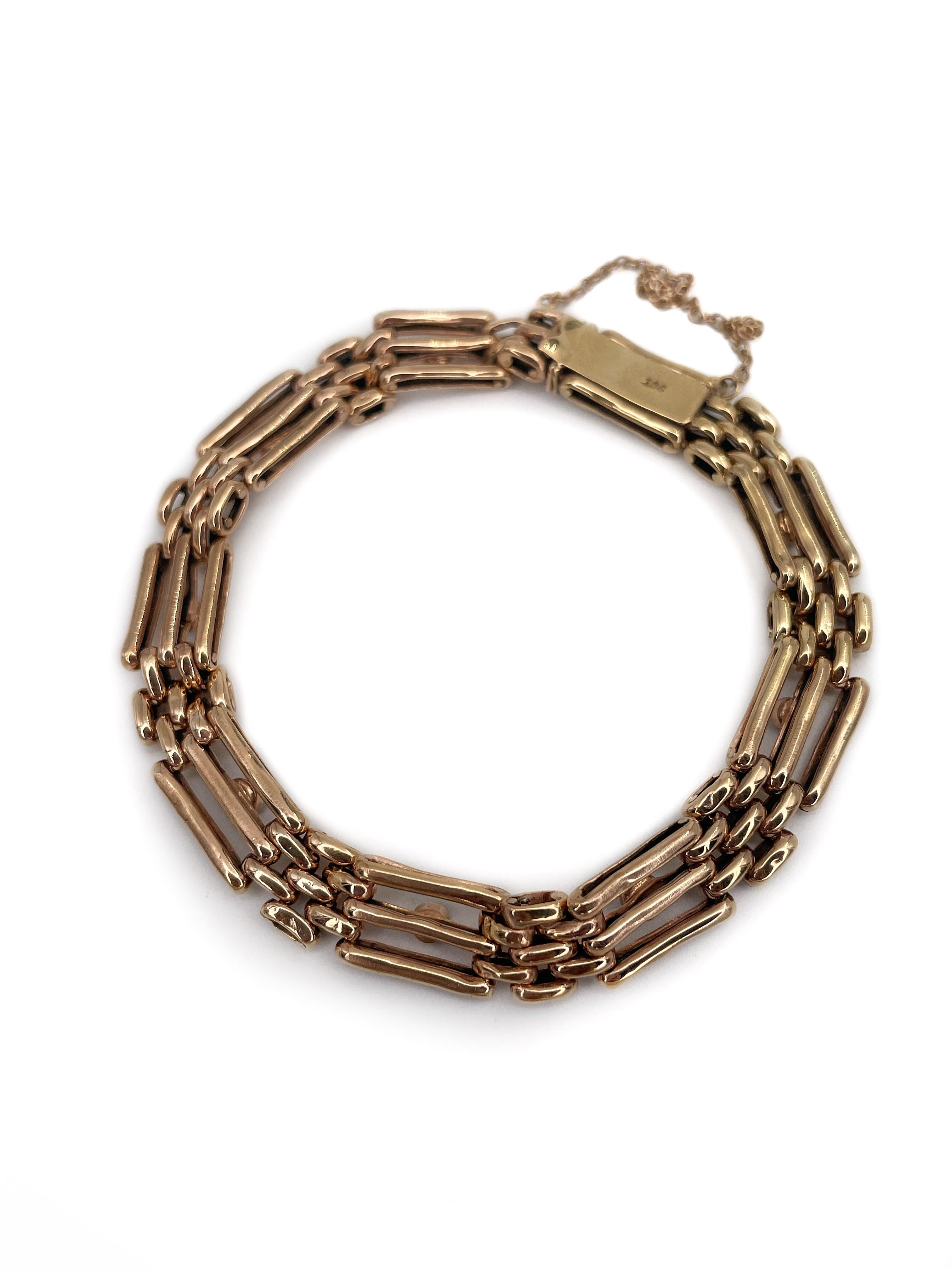 Women's Antique Edwardian 9 Karat Gold Turquoise Pearl Gate Bracelet