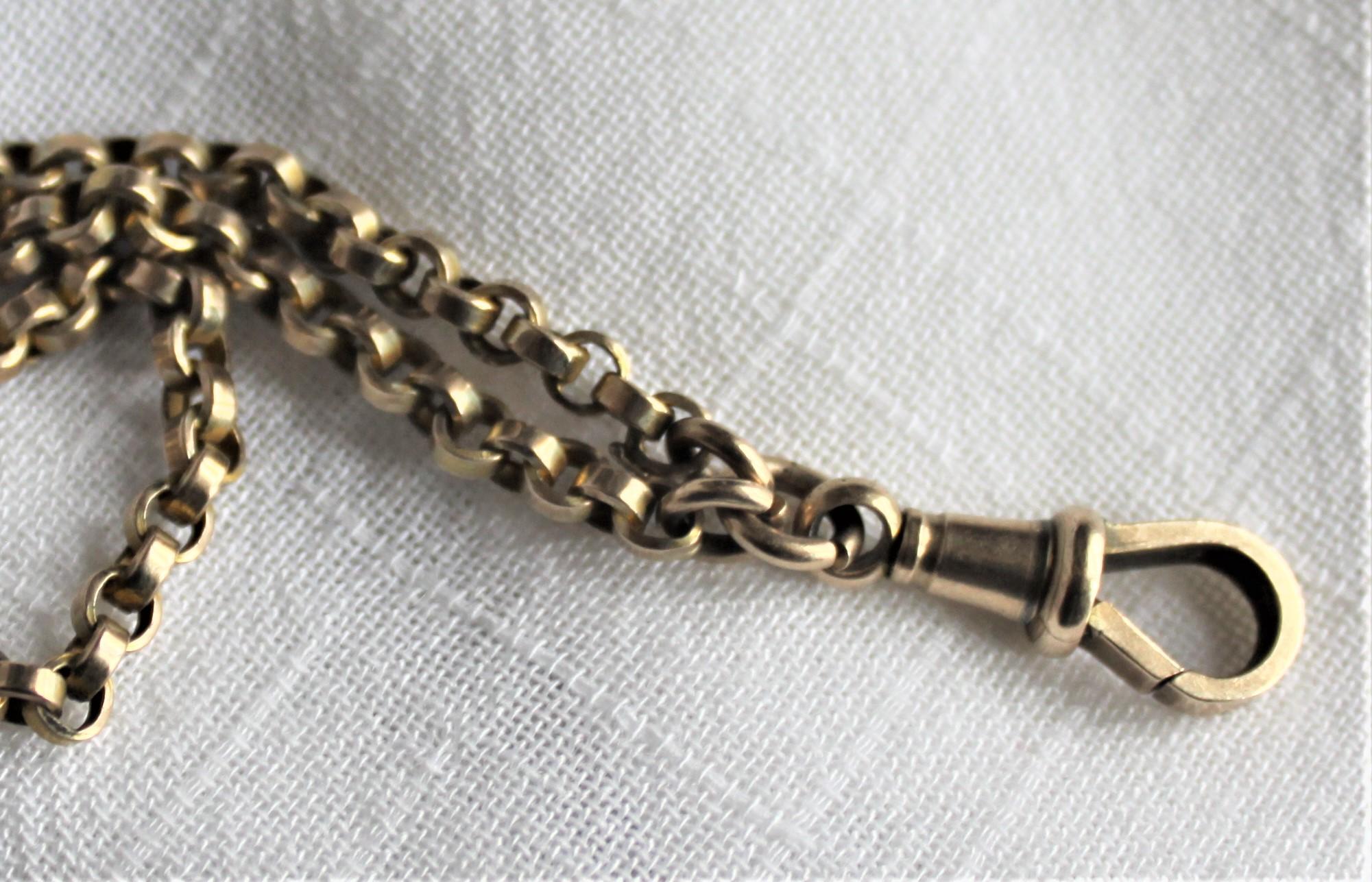 Antique Edwardian 9-Karat Yellow Gold Slide Watch Chain Necklace & Key For Sale 5
