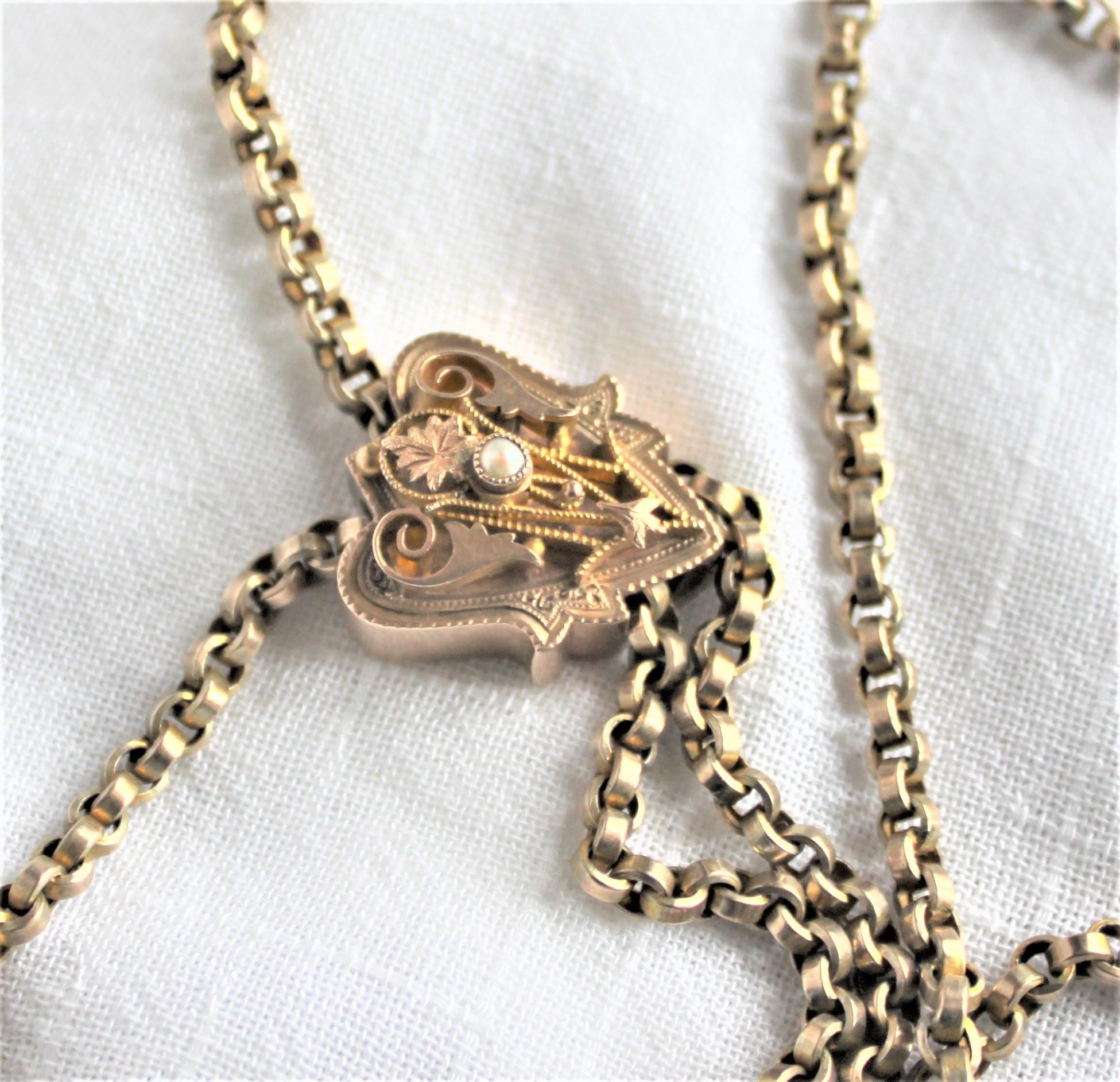 Hand-Crafted Antique Edwardian 9-Karat Yellow Gold Slide Watch Chain Necklace & Key For Sale
