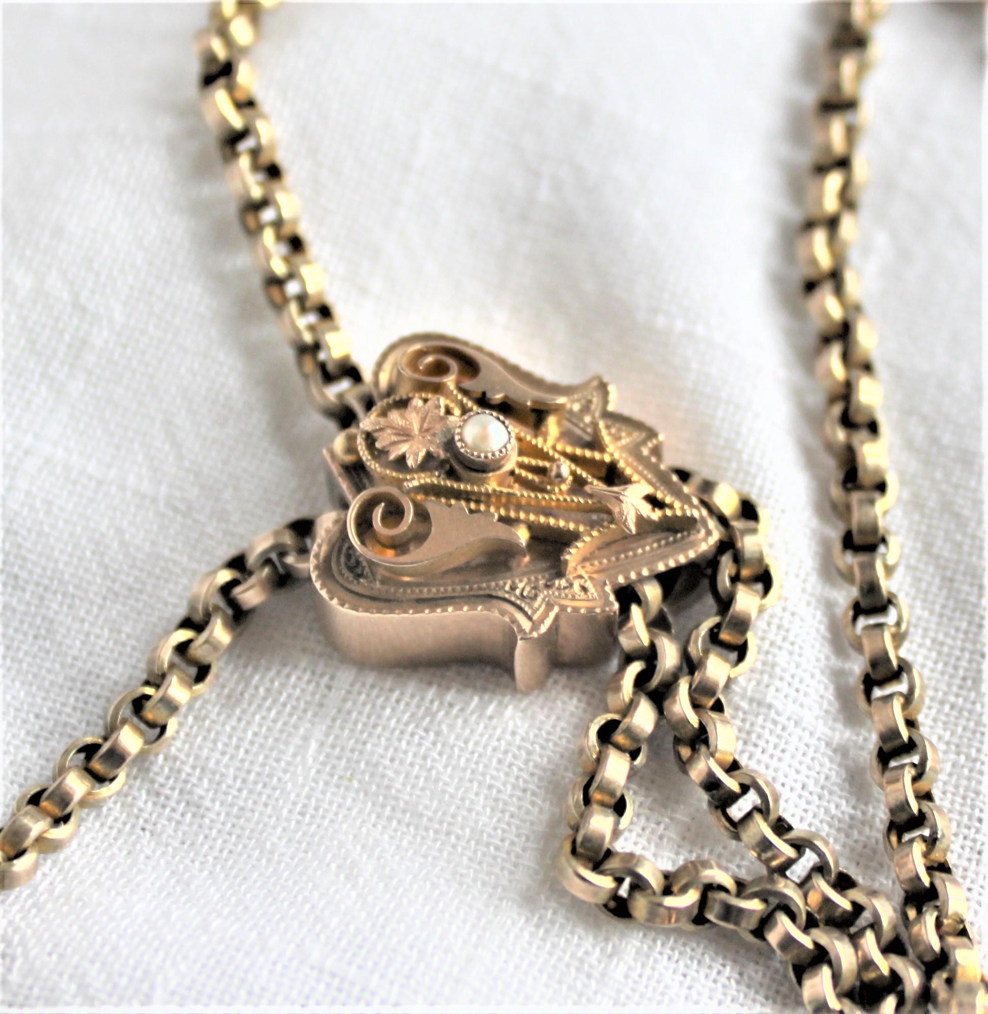 Antique Edwardian 9-Karat Yellow Gold Slide Watch Chain Necklace & Key In Good Condition For Sale In Hamilton, Ontario