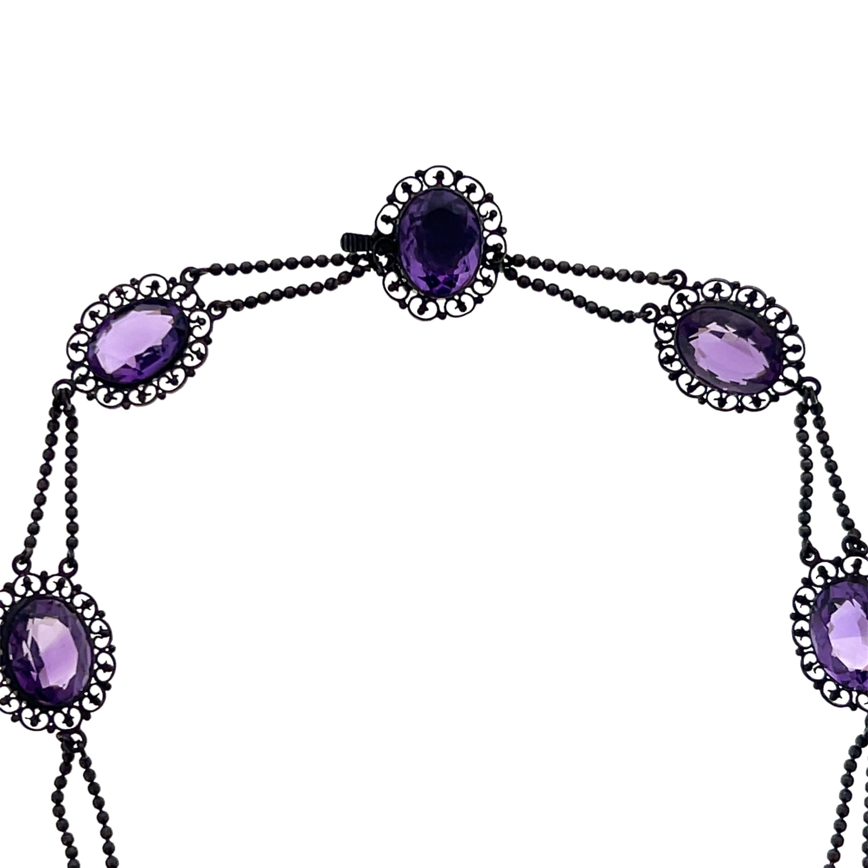 Collana a festone in argento sterling e ametista 99,39tcw 1915 in vendita 4