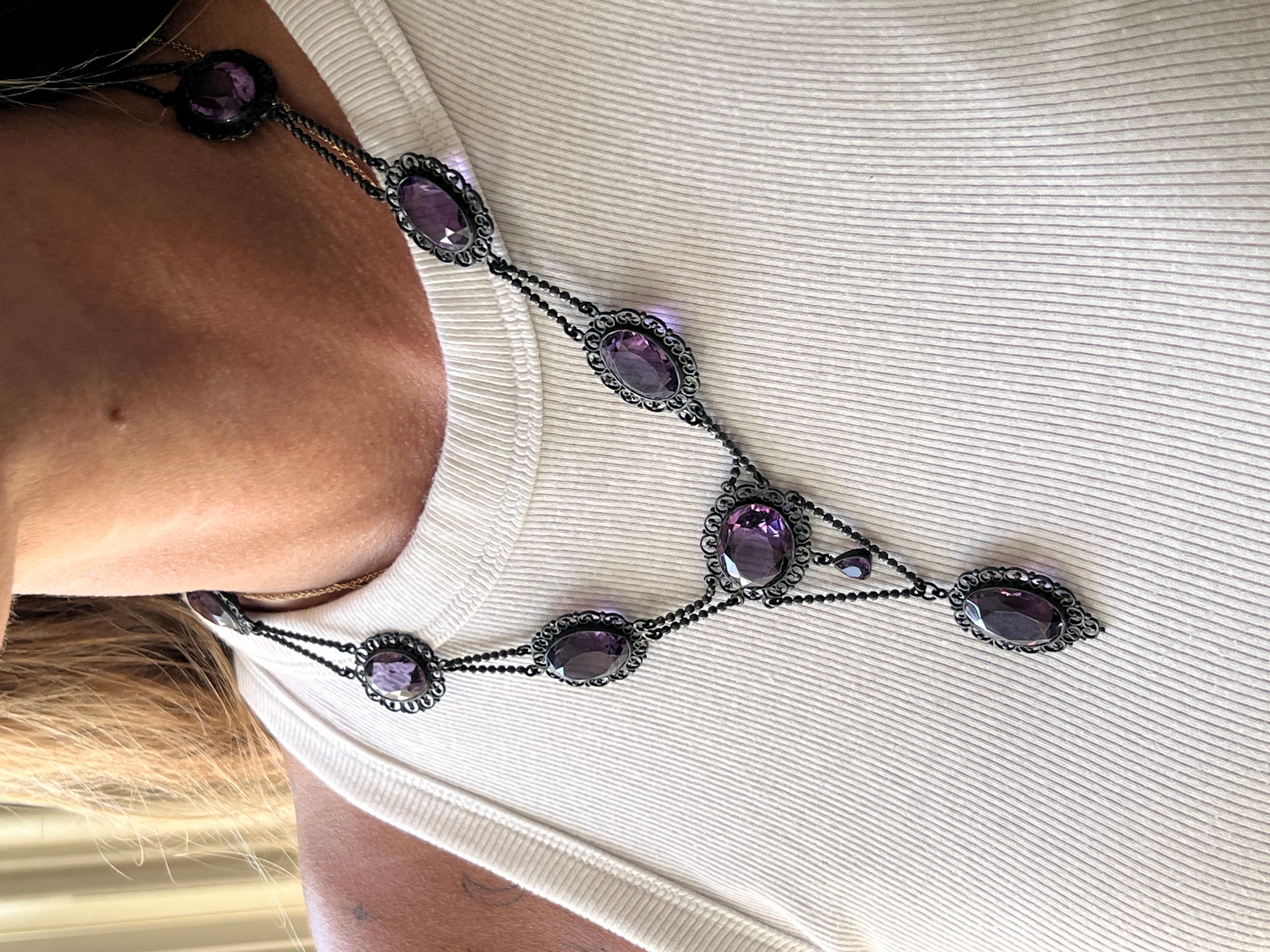 Collana a festone in argento sterling e ametista 99,39tcw 1915 in vendita 1