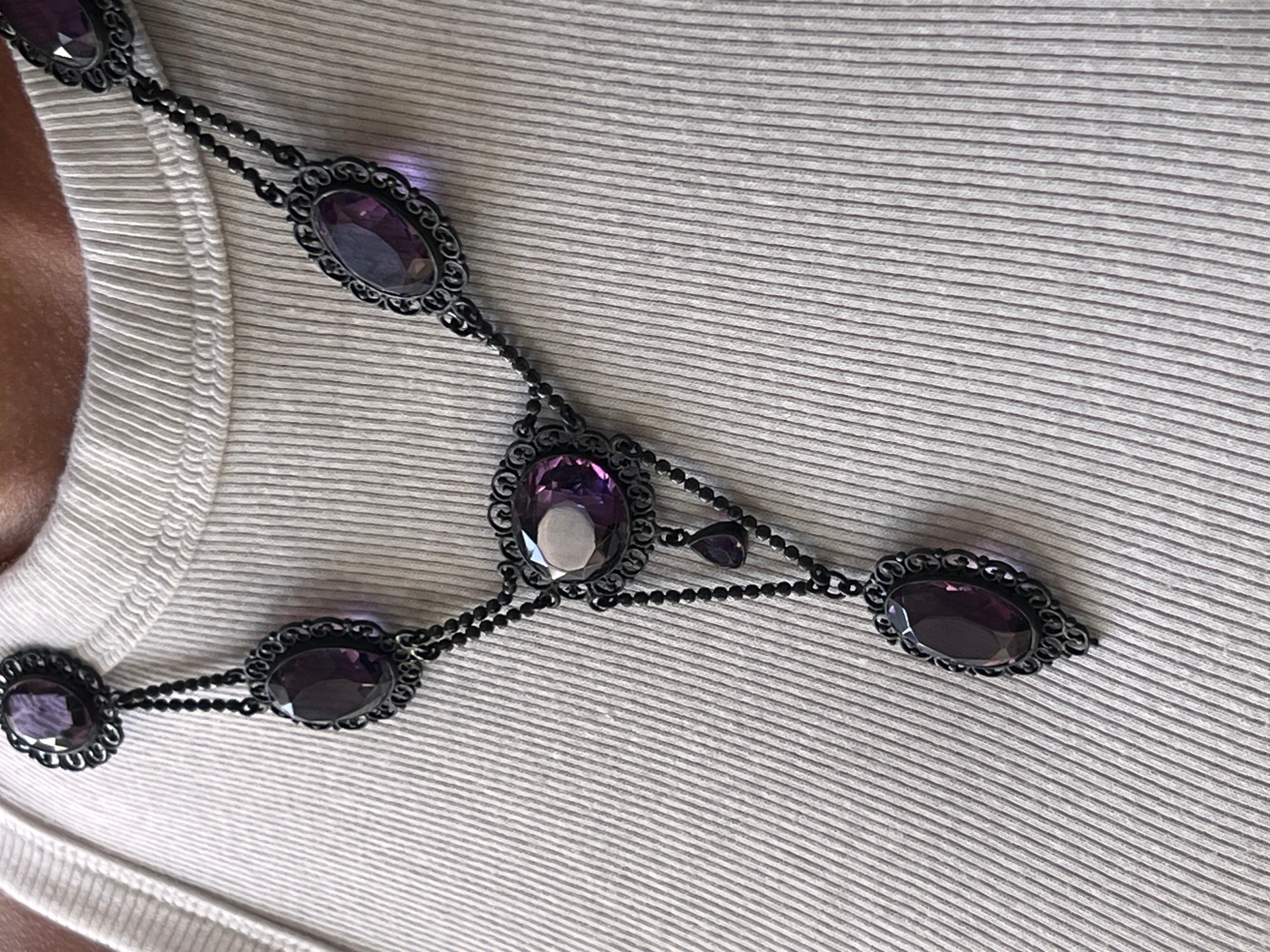Collana a festone in argento sterling e ametista 99,39tcw 1915 in vendita 2