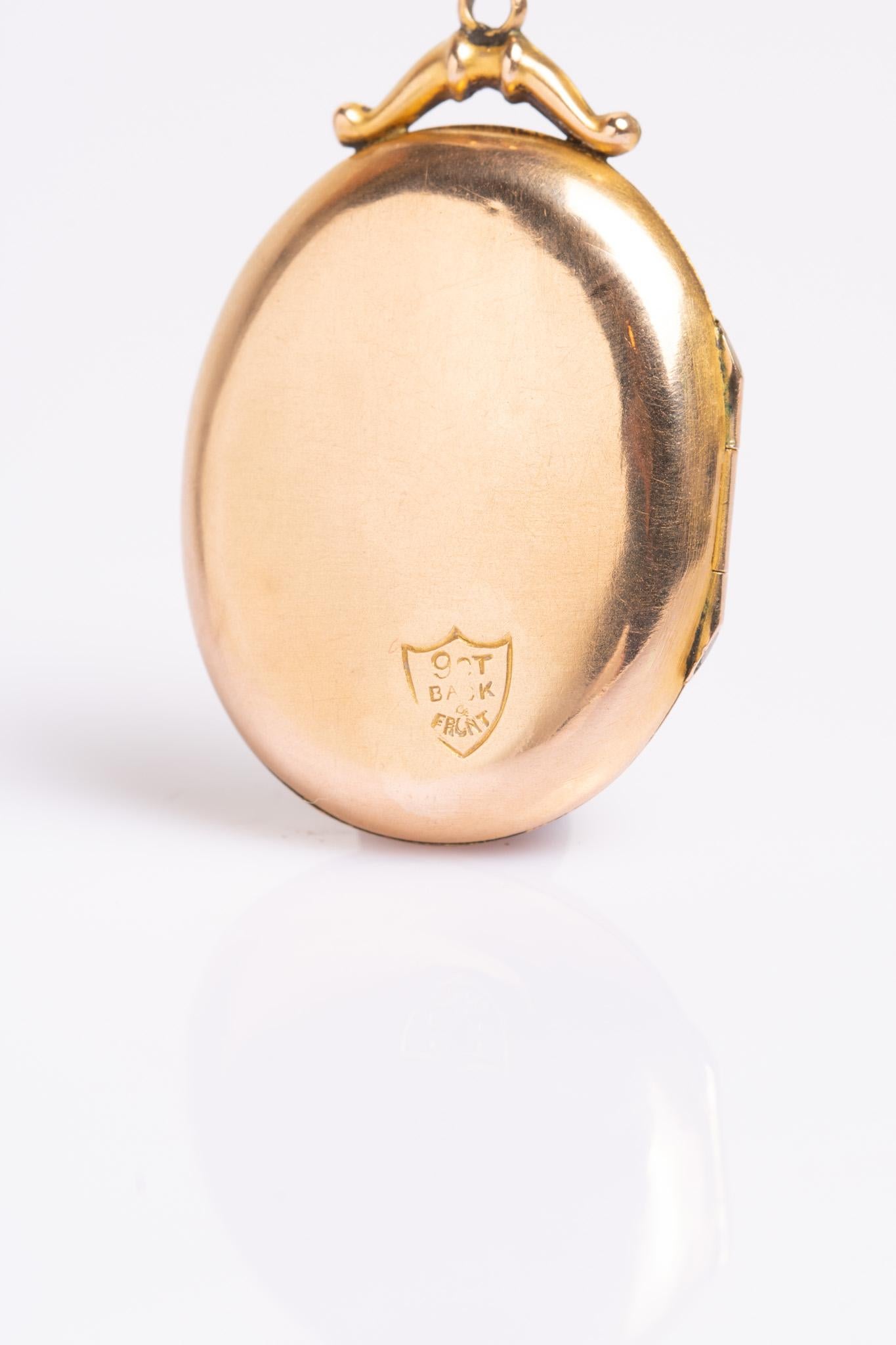 Women's Antique Edwardian 9ct Gold Back & Front Paste Locket For Sale