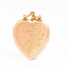 Antique Edwardian 9 Ct Gold Front & Back Heart Locket