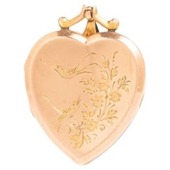 Antique Edwardian 9 Ct Gold Front & Back Heart Locket