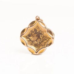 Antique Edwardian 9ct Gold Front & Back Swallow Locket