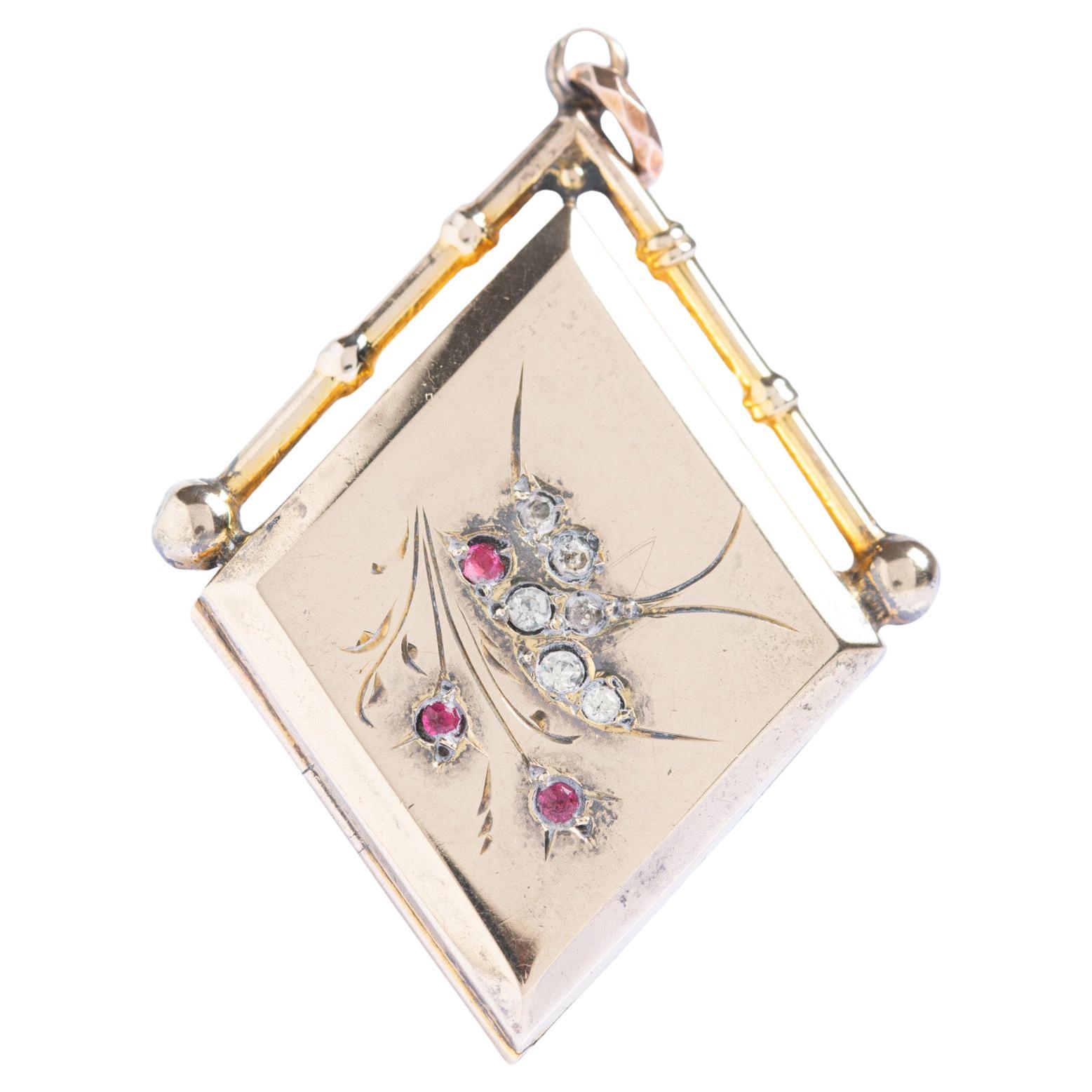 Antique Edwardian 9ct Gold Front & Back Swallow Locket