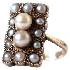 Antique Edwardian 9ct Gold Pearl Cluster Ring
