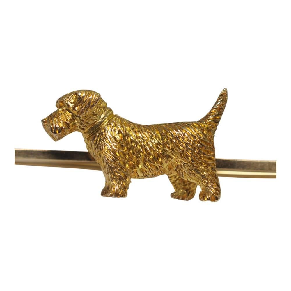 Antique Edwardian 9 Carat Gold Terrier Brooch In Good Condition In ALTRINCHAM, GB