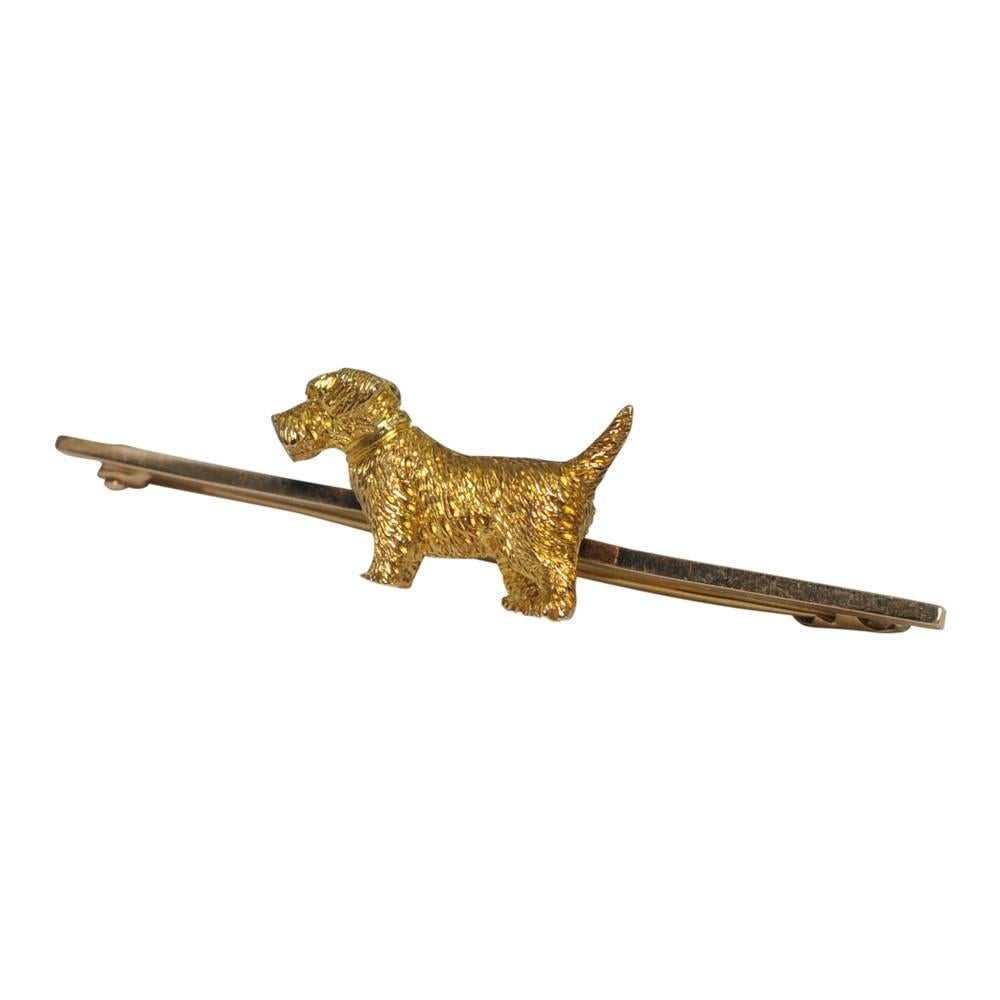 Women's Antique Edwardian 9 Carat Gold Terrier Brooch