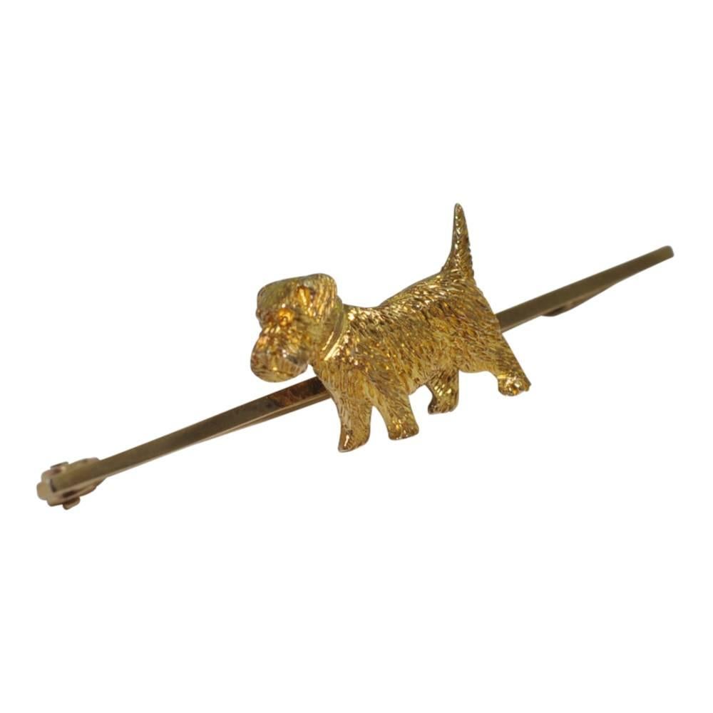 Antique Edwardian 9 Carat Gold Terrier Brooch 1