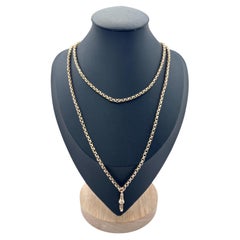 Antike edwardianische 9-Karat-Roségold-Belcher-Kette, 33 Zoll, mit Drehverschluss