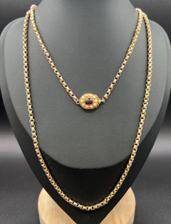 Antique Edwardian 9ct Rose Gold 33.5 Inch Belcher Chain with Fancy Clasp