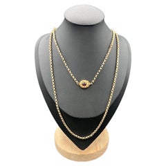 Antique Edwardian 9ct Rose Gold 33.5 Inch Belcher Chain with Fancy Clasp