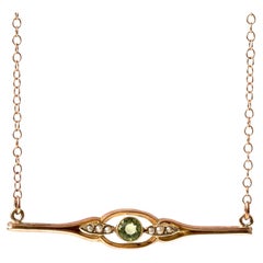 Antique Edwardian 9ct Rose Gold Peridot Pearl Necklace