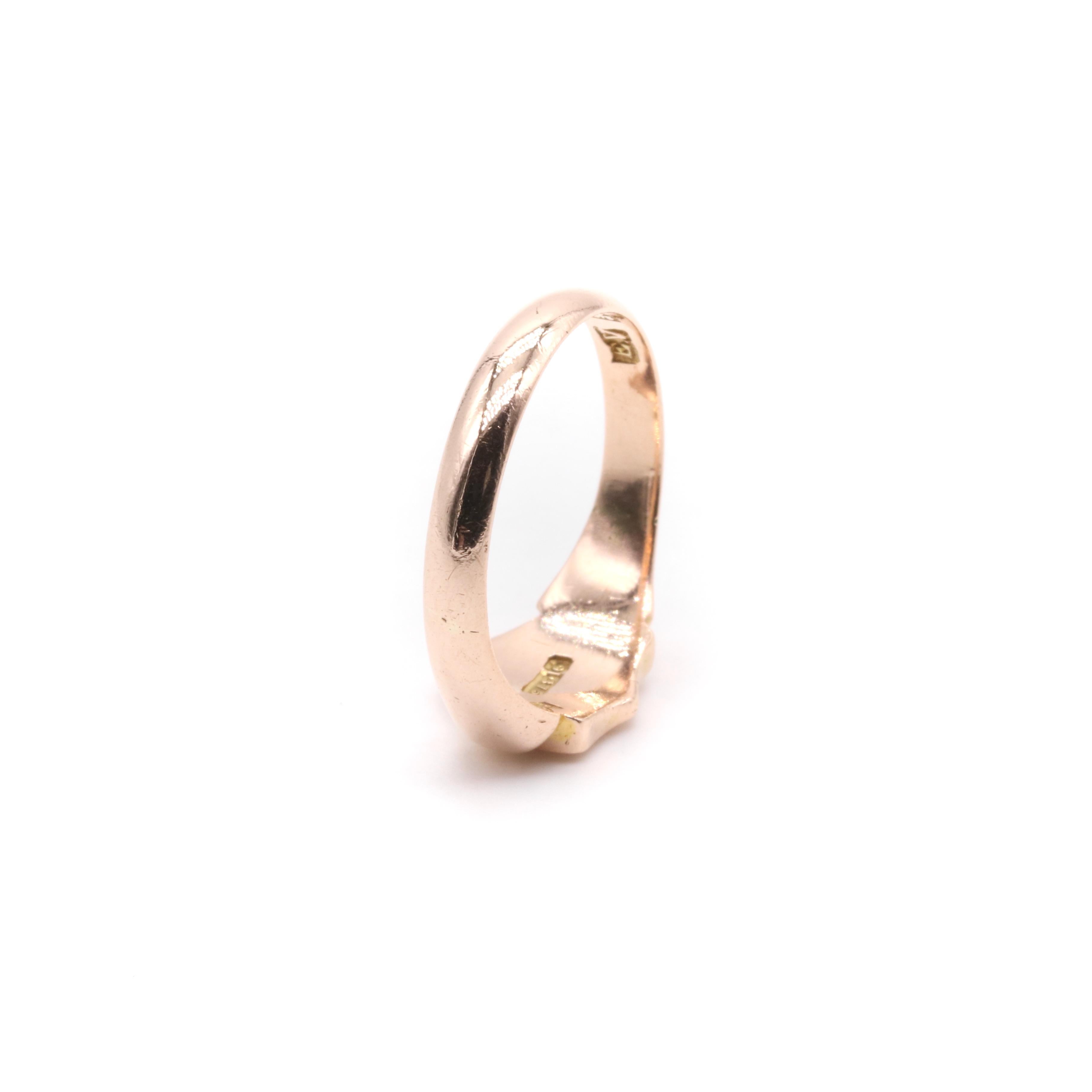 Antique Edwardian 9K Rose Gold Shield Shaped Signet Ring 5