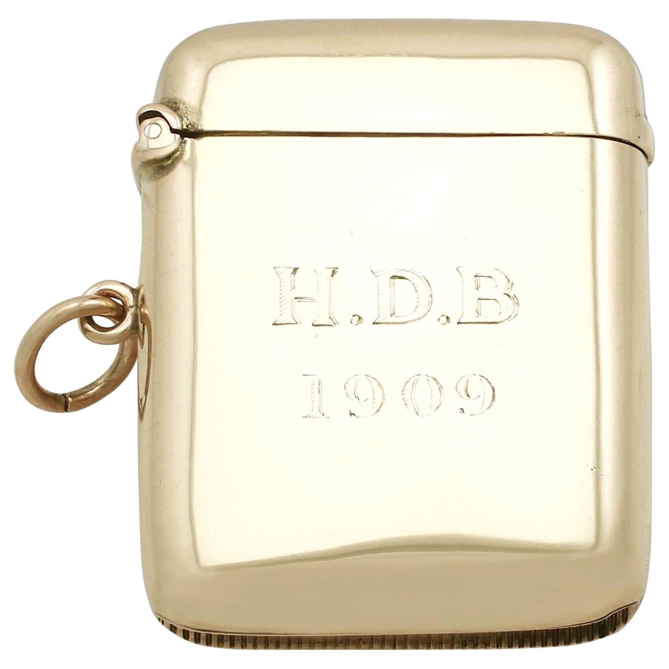 Antique Edwardian 9k Yellow Gold and Rose Gold Vesta Case (1908)