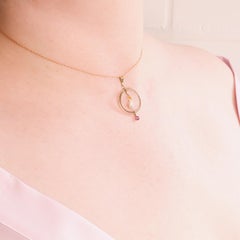 Antique Edwardian 9K Yellow Gold Baroque Pearl and Amethyst Drop Pendant