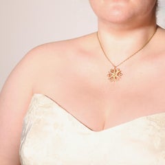 Antique Edwardian 9K Yellow Gold Pearl Star and Shamrock Brooch and Pendant