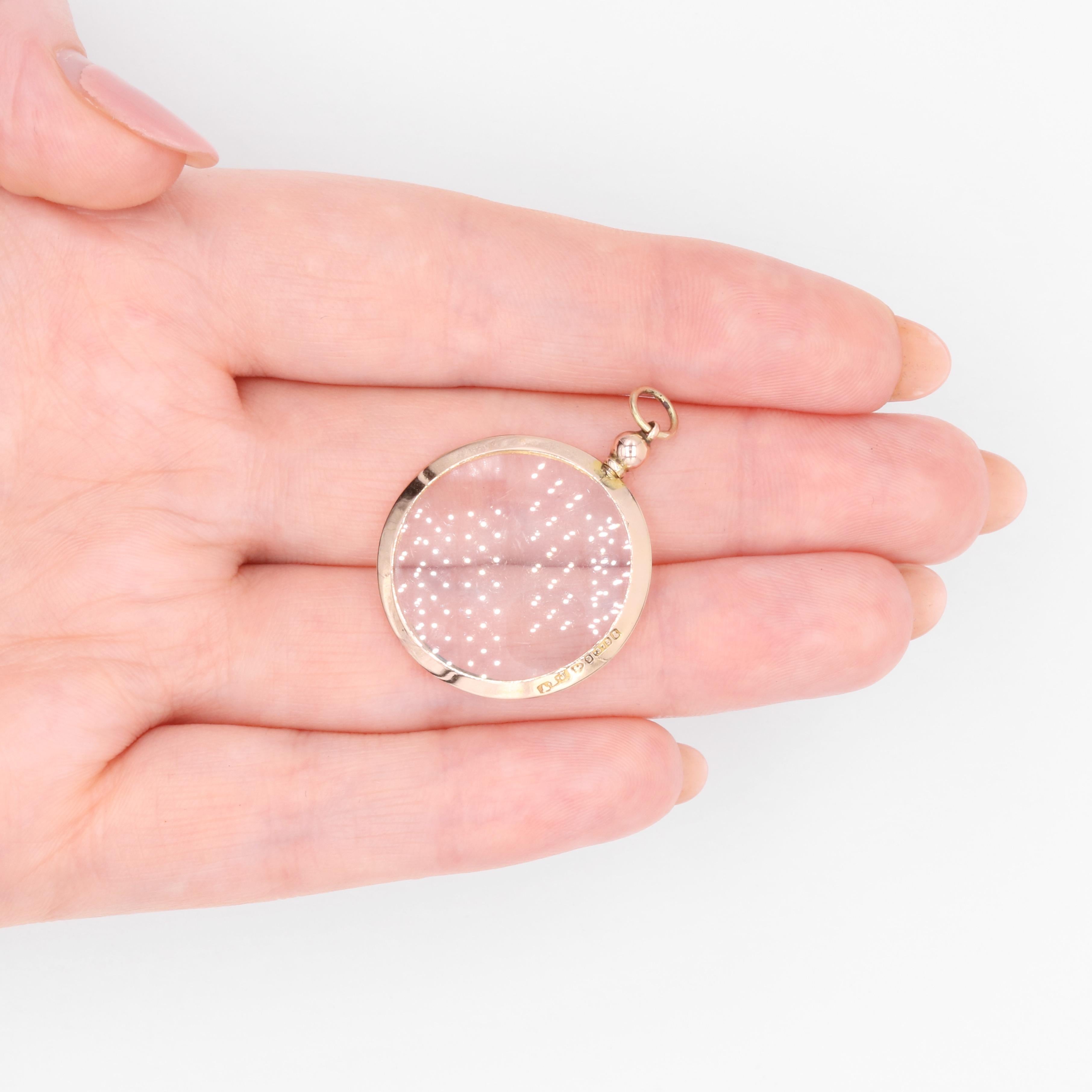Antique Edwardian 9K Yellow Gold Round Double Sided Frame Locket 6