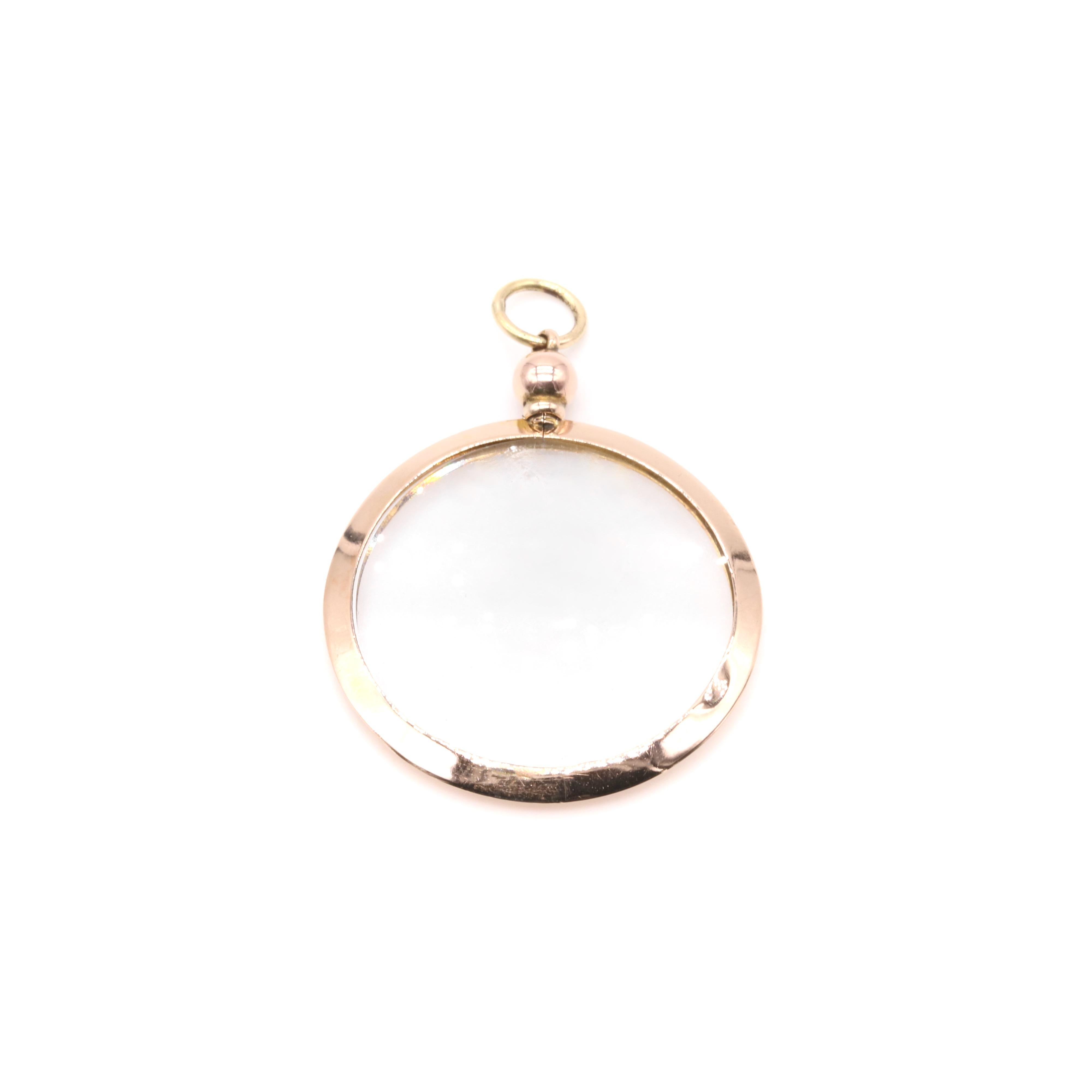 Antique Edwardian 9K Yellow Gold Round Double Sided Frame Locket 1