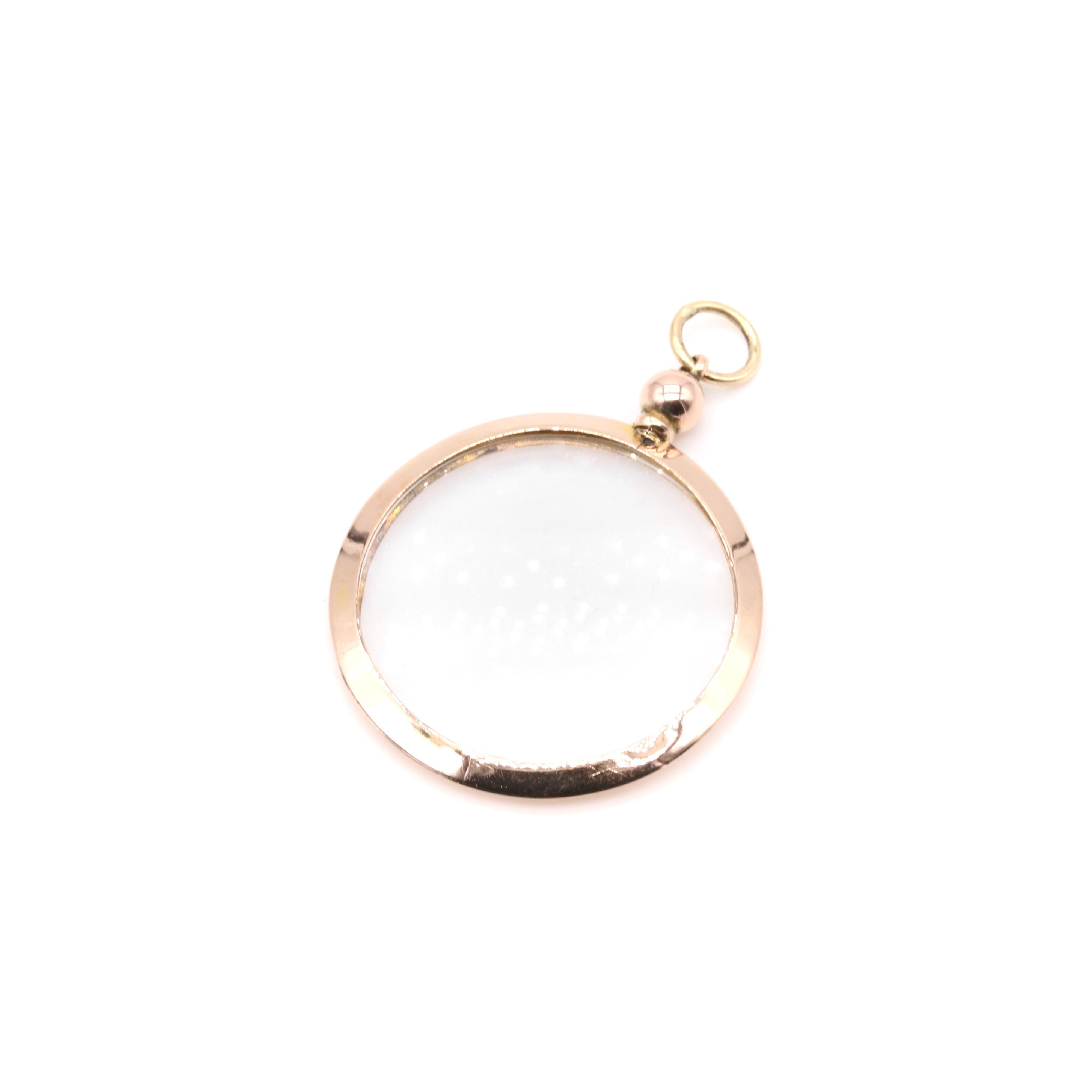 Antique Edwardian 9K Yellow Gold Round Double Sided Frame Locket 2
