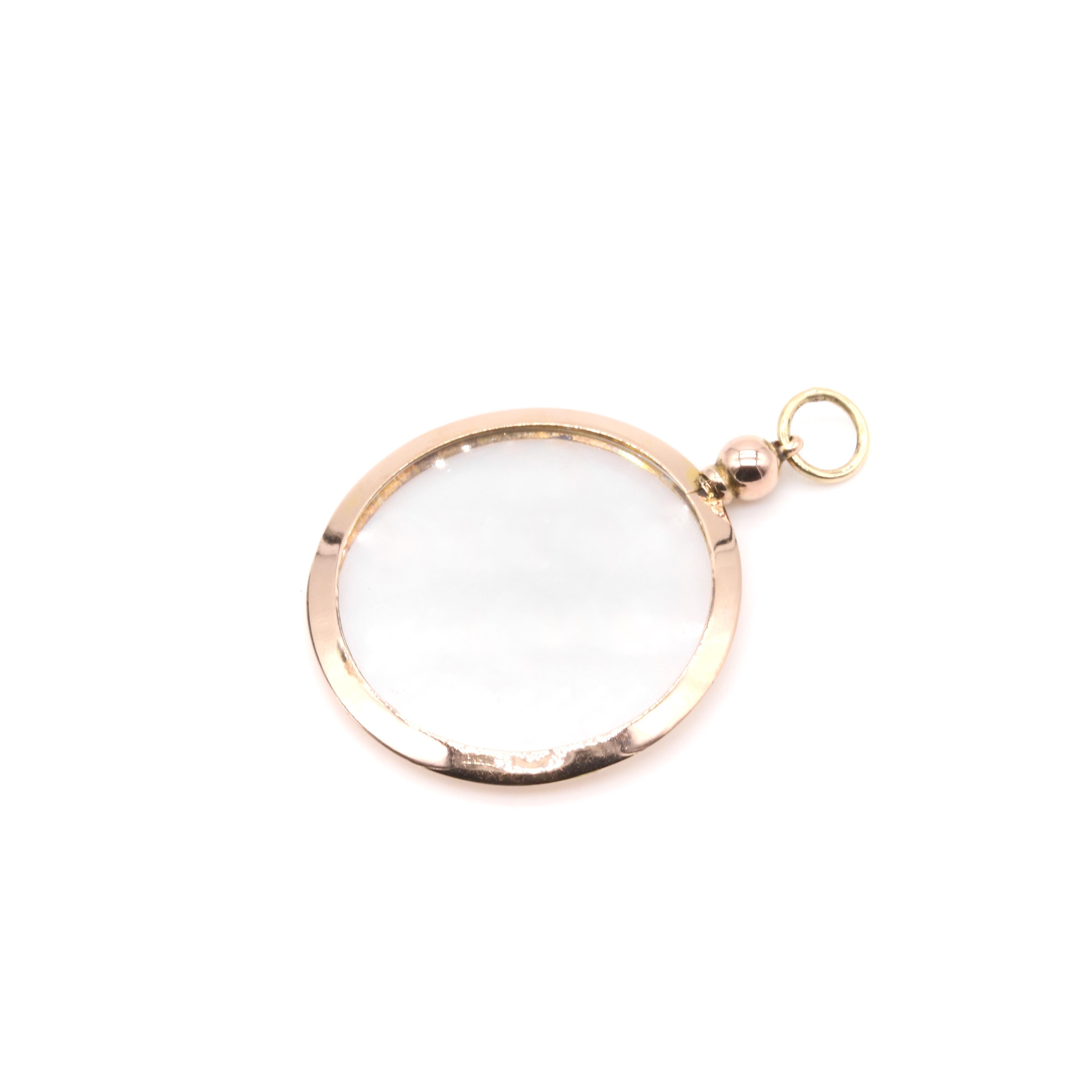 Antique Edwardian 9K Yellow Gold Round Double Sided Frame Locket 3