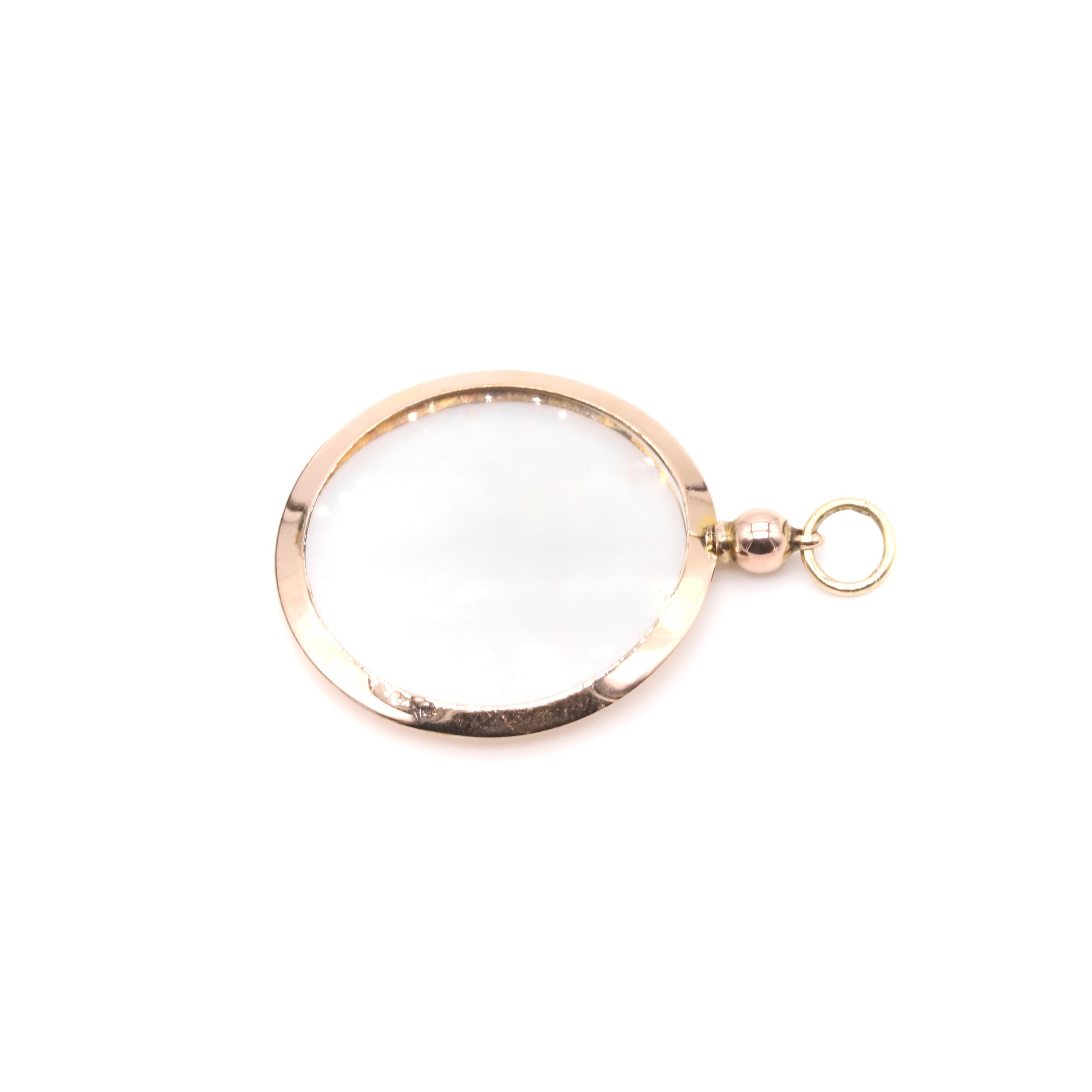 Antique Edwardian 9K Yellow Gold Round Double Sided Frame Locket 4