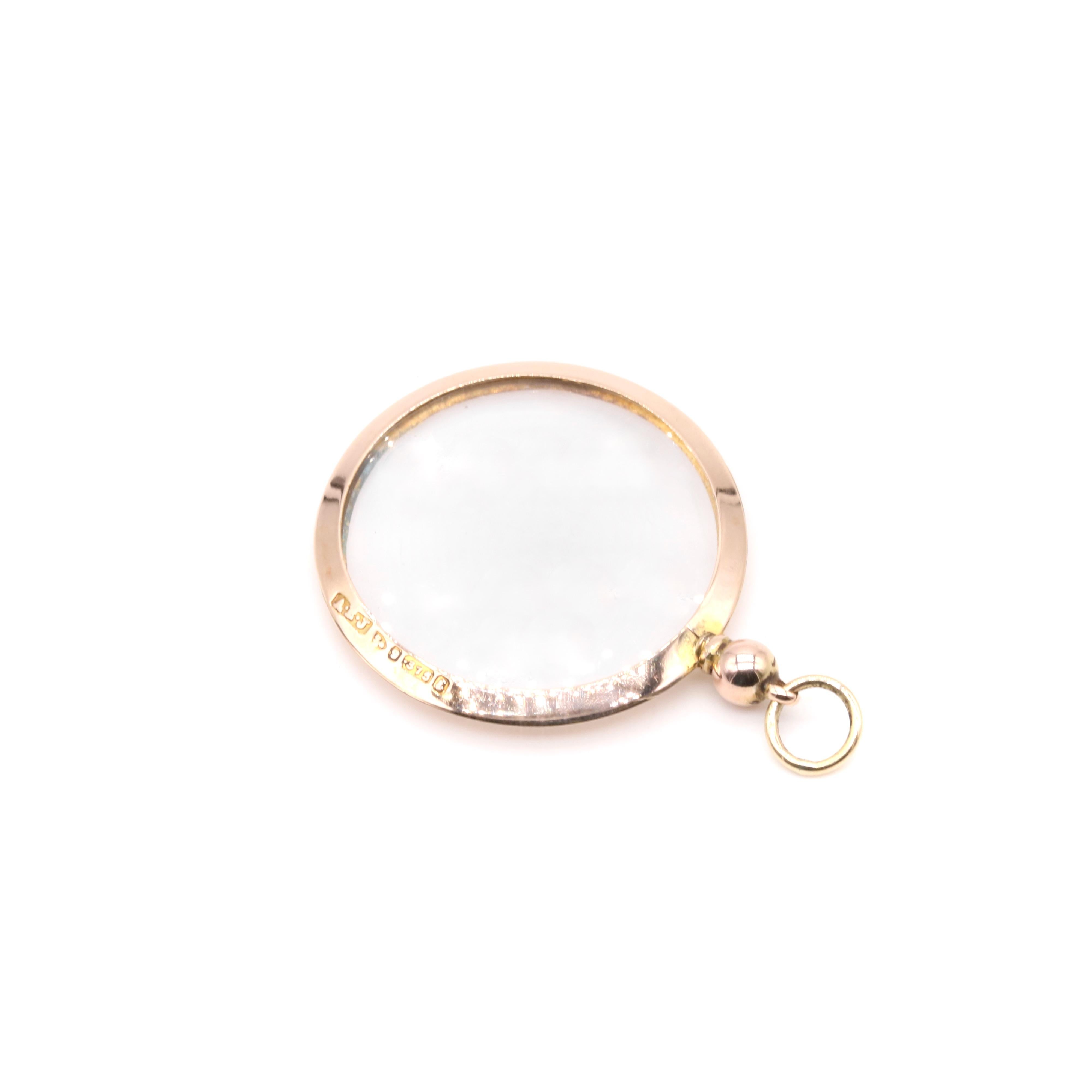 Antique Edwardian 9K Yellow Gold Round Double Sided Frame Locket 5