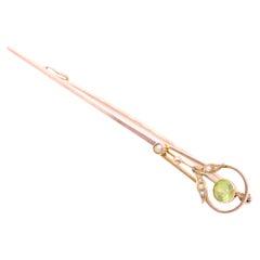 Antique Edwardian 9K Yellow Peridot and Pearl Halley’s Comet Brooch