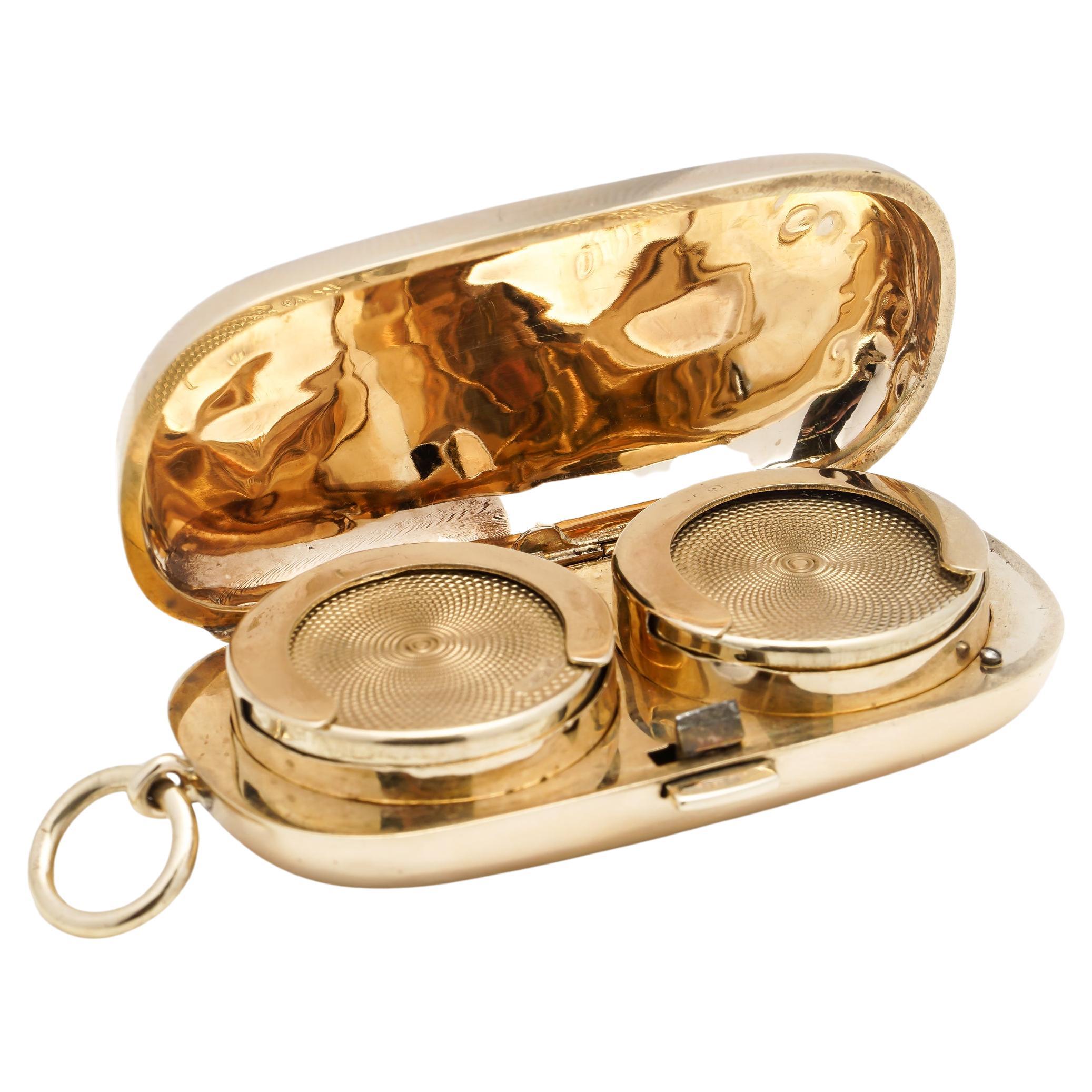 Antikes edwardianisches 9 Karat Gelbgold Zwillingsgehäuse 