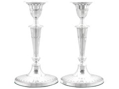 Antike Edwardianische Kerzenständer aus Sterlingsilber im Adams-Stil