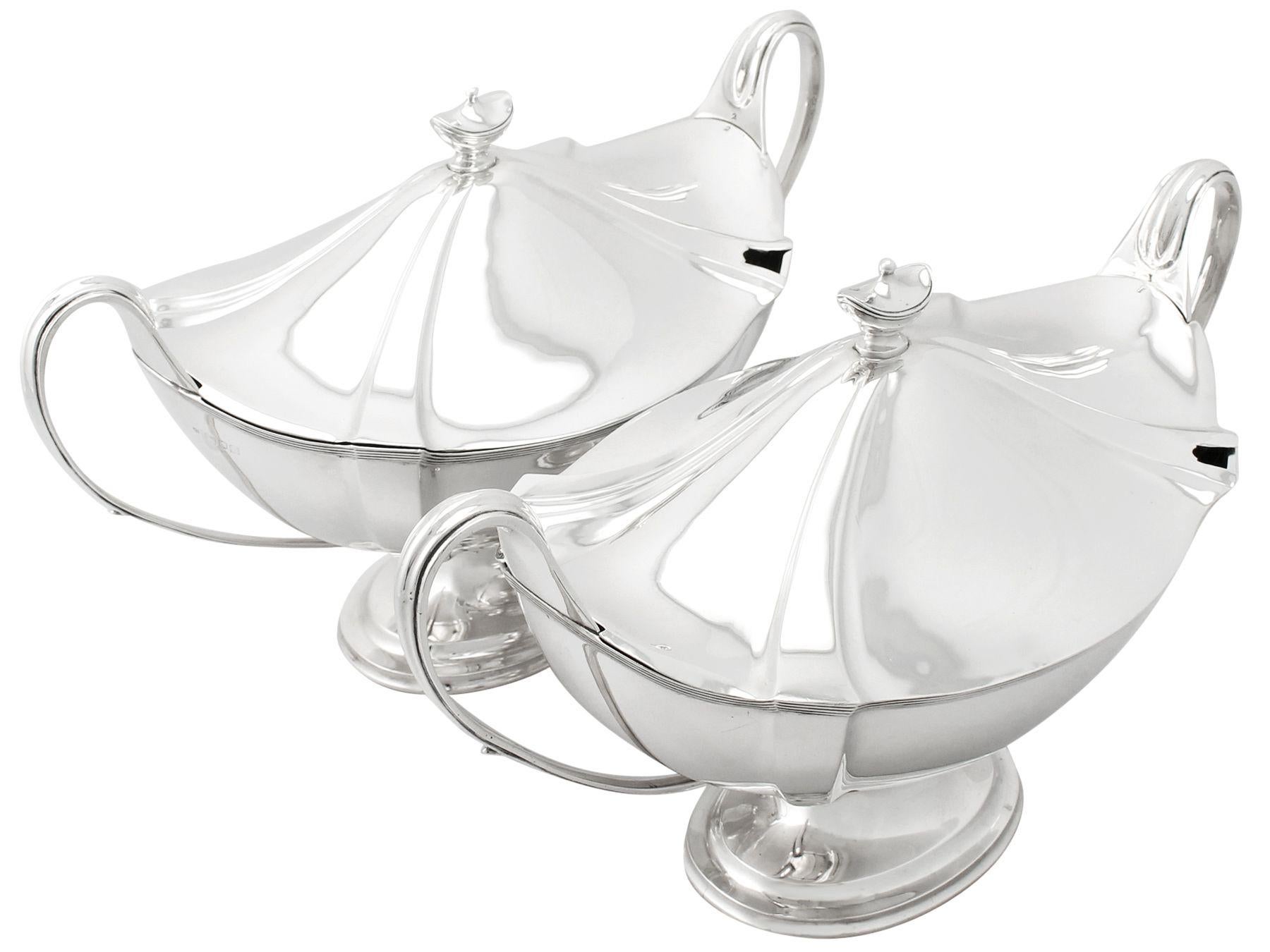 Adam Style Antique Edwardian Adams Style Sterling Silver Soup Tureens For Sale