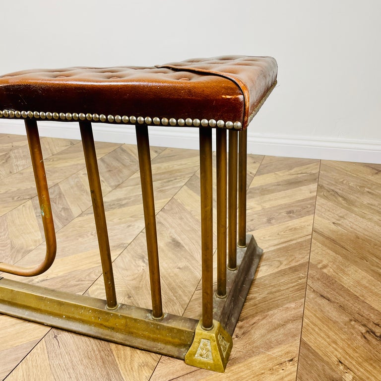 Antique Edwardian Adjustable Regent Club Fender with Leather Seats For