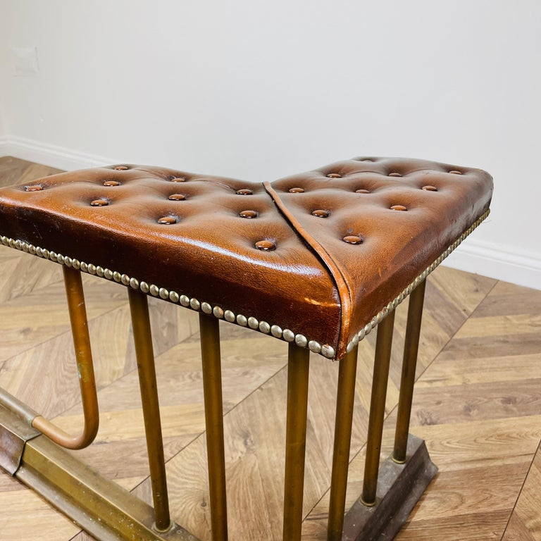 Antique Edwardian Adjustable Regent Club Fender with Leather Seats For