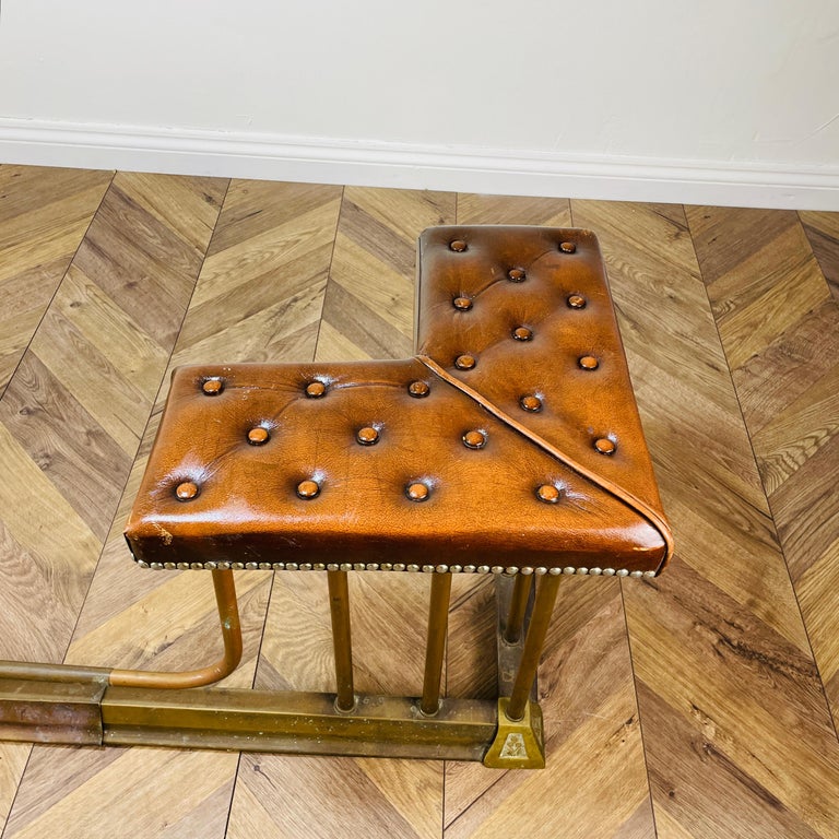 Antique Edwardian Adjustable Regent Club Fender with Leather Seats For