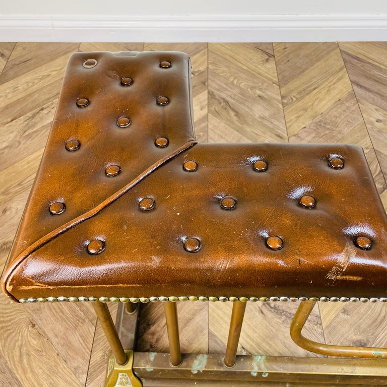 Antique Edwardian Adjustable Regent Club Fender with Leather Seats For