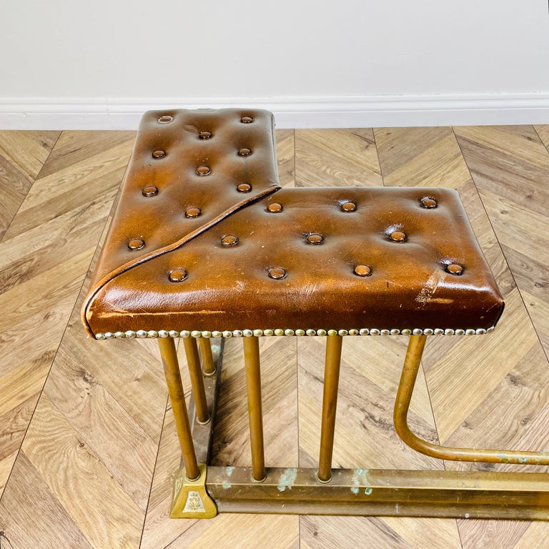 Antique Edwardian Adjustable Regent Club Fender with Leather Seats For