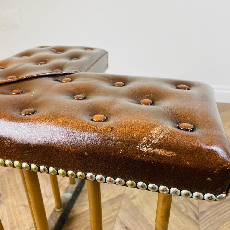 Antique Edwardian Adjustable Regent Club Fender with Leather Seats For