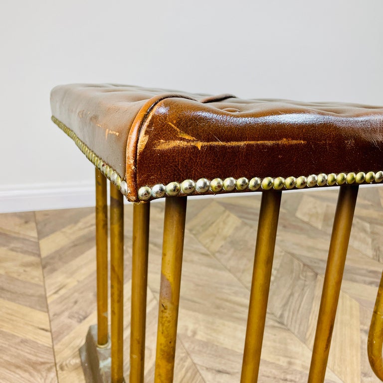 Antique Edwardian Adjustable Regent Club Fender with Leather Seats For