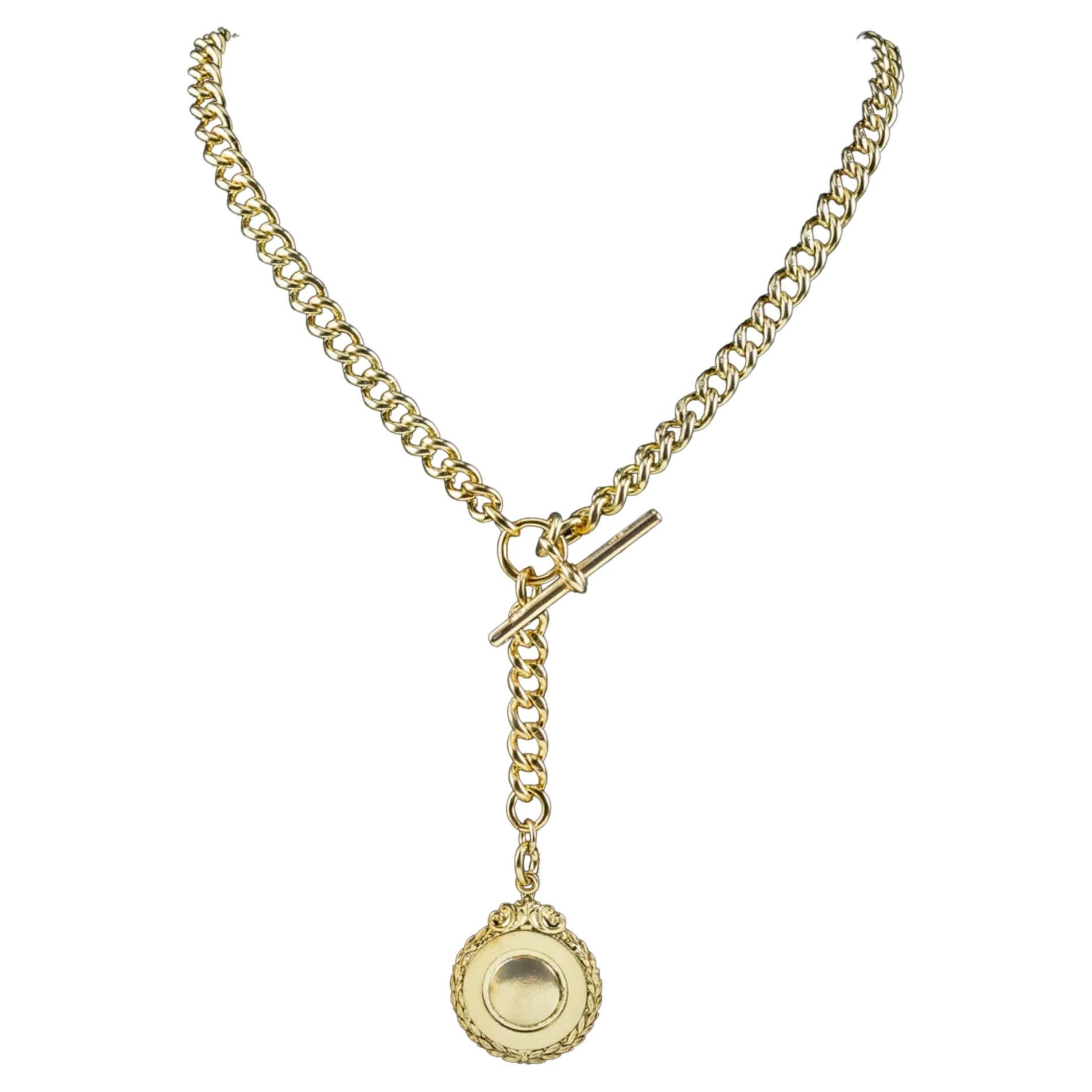 Victorian 9K Gold Graduated Albert Watch Chain Necklace