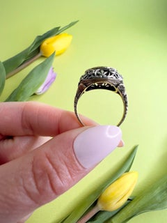 Antique Edwardian Amethyst and Diamond Yellow & White Gold Ring